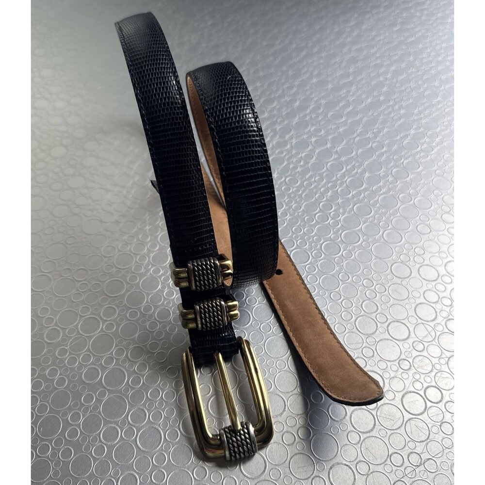 VTG Brighton Classics Navy Lizard Leather Belt Mixed Metal Rope Ranger M 30